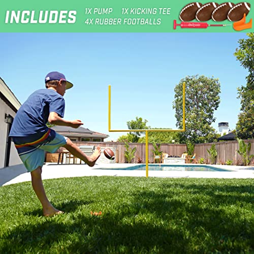 GoSports 8 ft PRO Kick Challenge Field Goal Post Set with 2 Footballs and Kicking Tee - Life Sized Backyard Field Goal for Kids & Adults