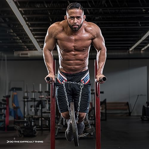 DMoose Dip Belt for Weightlifting - Weighted Pull Up and Squat Belt with Chain for Intense Workouts - Heavy Duty Stainless Steel Chain & Coated D-Ring - Weight Dipping Belt for Pullups and Dips