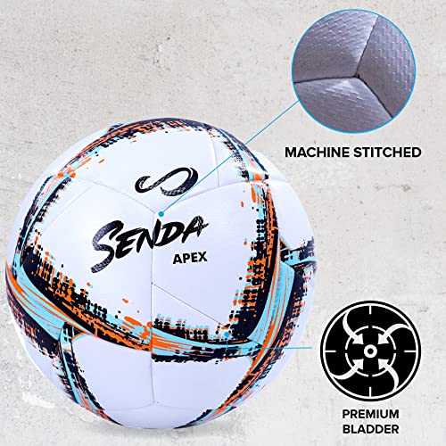 SENDA Apex Match Soccer Ball, Fair Trade Certified, Orange/Blue/White, Size 5 (13 & Up)