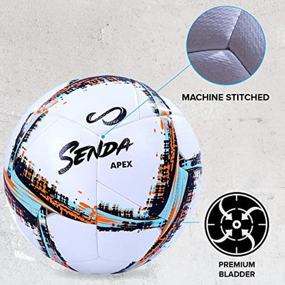 SENDA Apex Match Soccer Ball, Fair Trade Certified, Orange/Blue/White, Size 5 (13 & Up)