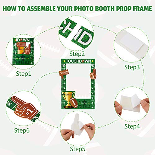 Jetec Football Photo Prop Frame Selfie Picture Frame Sport Picture Frame Football Themed Picture Frame for Birthday Baby Shower Football Theme Party Decoration