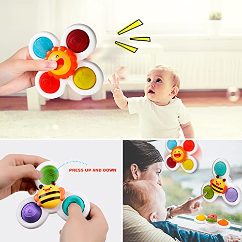 TOHIBEE Suction Cup Spinner Toys, Strong Bath Spinning Dimple Fidget Toy, Sensory Toys for Toddlers 1-3, Birthday 1-3 Year Old Girl Boy