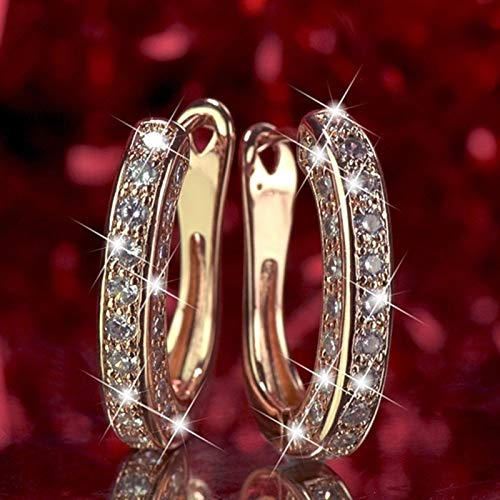 Creative Earring for Women Rhinestone Decoration Ear Stud Rings Hoop Earrings Women Girl Charming Jewelry Gift (Silver)