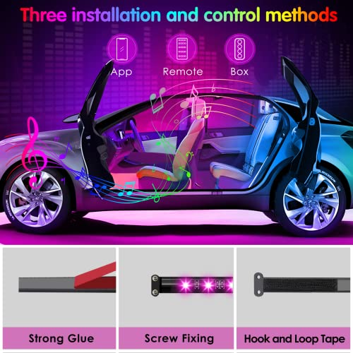 Interior Car Lights Keepsmile Car Accessories APP Control with Remote Music Sync Color Change RGB Under Dash Car Lighting with Charger 12V 2A LED Lights (RGB)