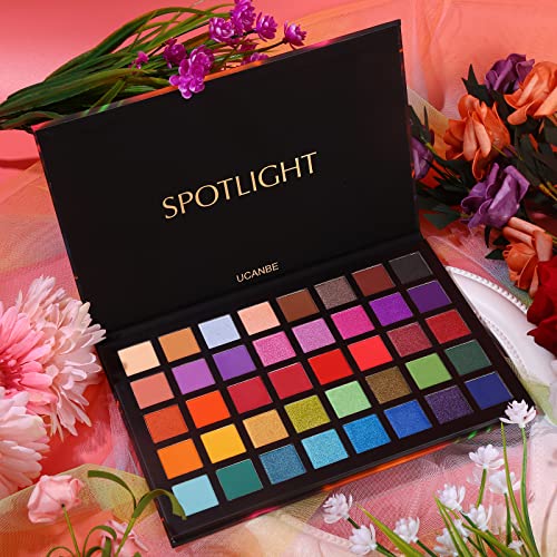 UCANBE Spotlight Eyeshadow Palette Professional 40 Color Eye Shadow Matte Shimmer Makeup Pallet Highly Pigmented Colorful Powder Long Lasting Waterproof Eye Shadow