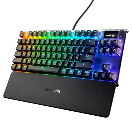 SteelSeries Apex 7 TKL Compact Mechanical Gaming Keyboard – OLED Smart Display – USB Passthrough and Media Controls – Linear and Quiet – RGB Backlit (Red Switch)