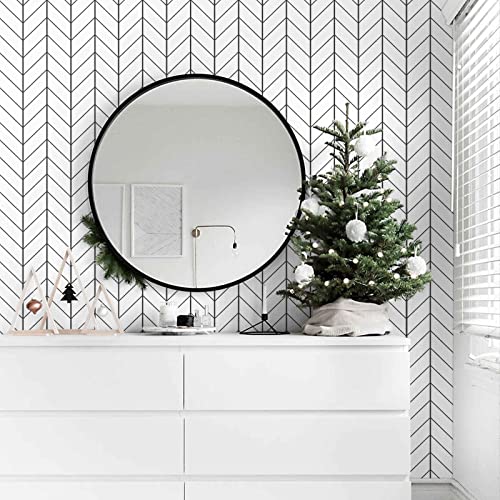 LXCREAT Removable Wallpaper Forgiving Black/White Stripes Peel and Stick Wallpaper 17.71 in X 393 in Modern Self Adhesive Vinyl for Home Renovation Decoration