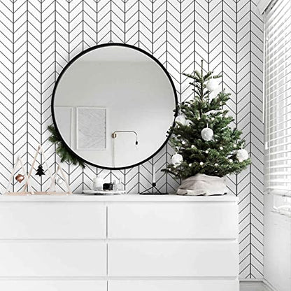 LXCREAT Removable Wallpaper Forgiving Black/White Stripes Peel and Stick Wallpaper 17.71 in X 393 in Modern Self Adhesive Vinyl for Home Renovation Decoration