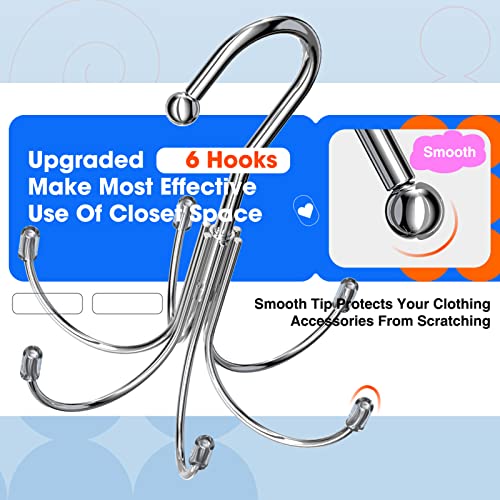 Ulimart Belt Hanger 2 Pack 12 Hooks Belt Hanger for Closet,Belt Organizer with 360 Degree Rotation,Closet Organizer and Storage for Hanging Belt,Purse,Hats,Ties,Scarves,Camisoles,Tank Top（Silvery）