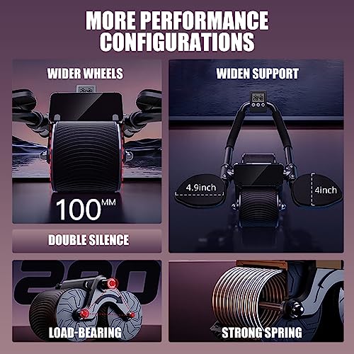 Elbow Support Automatic Rebound Abdominal Wheel,Ab Roller for Abdominal Exercise Machine,Abs Workout Equipment,Dolly Core Strengthening Trainer Fitness Belly Training for Men & Women