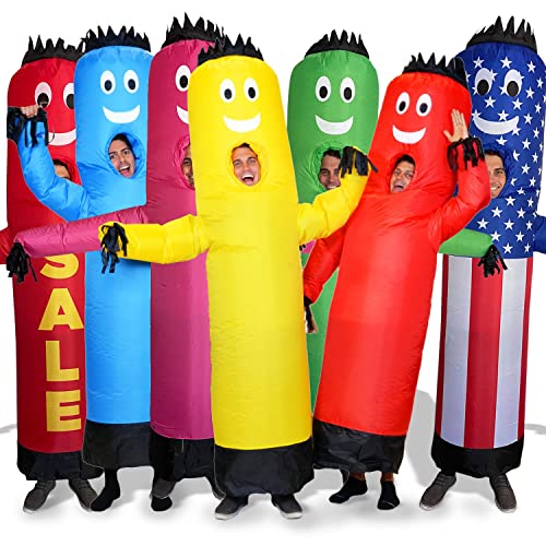 LookOurWay Air Dancers Inflatable Tube Man Costume - Wacky Waving Inflatable Tube Guy Blow Up Halloween Costume - Adult Size, Green