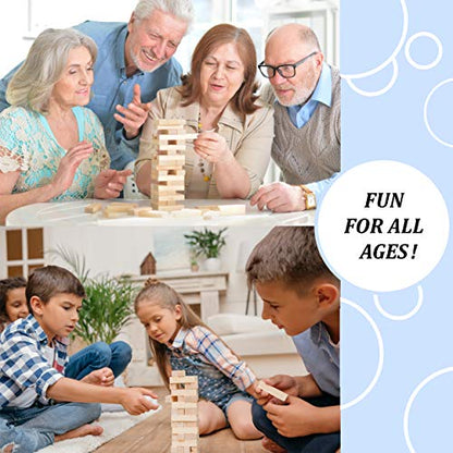 Number 1 in Gadgets Timber Tower Wood Block Stacking Game, 48 Piece Classic Wooden Blocks for Building, Toppling and Tumbling Games, Deluxe Stacking Game