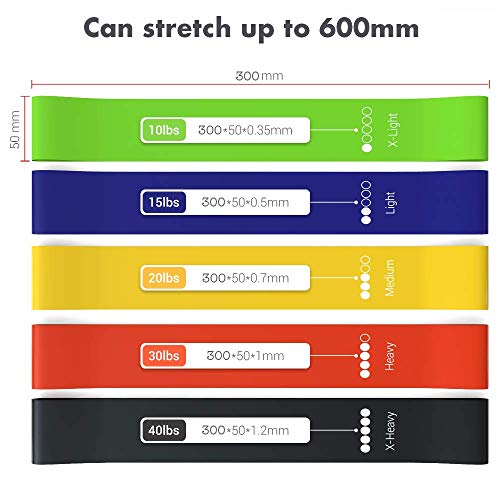 TechStone Resistance Bands Set for Men and Women, Pack of 5 Different Resistance Levels Elastic Band for Home Gym Long Exercise Workout – Great Fitness Equipment for Training, Yoga – Free Carrying Bag