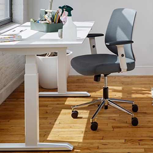 Branch Daily Chair - Sustainable and Stylish Mesh Computer Office Chair with Swivel, Lumbar Rest, and Adjustable Armrests - Comfortable Seating for Improved Posture and Productivity - Slate-White