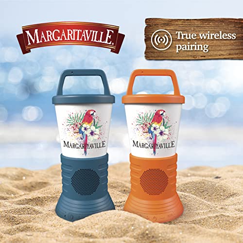 Margaritaville Light The Way Lantern Wireless Speaker with 3 Multicolored LED Light Modes, Waterproof Bluetooth Speaker, 5 Hours of Playtime, Table Lamp Outdoor Speaker with True Wireless Pairing