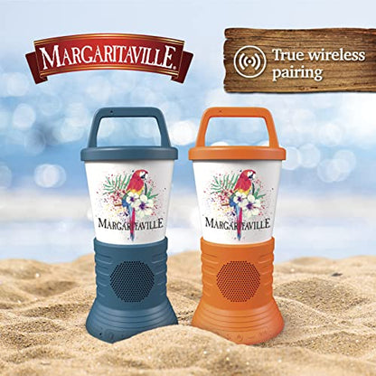 Margaritaville Light The Way Lantern Wireless Speaker with 3 Multicolored LED Light Modes, Waterproof Bluetooth Speaker, 5 Hours of Playtime, Table Lamp Outdoor Speaker with True Wireless Pairing