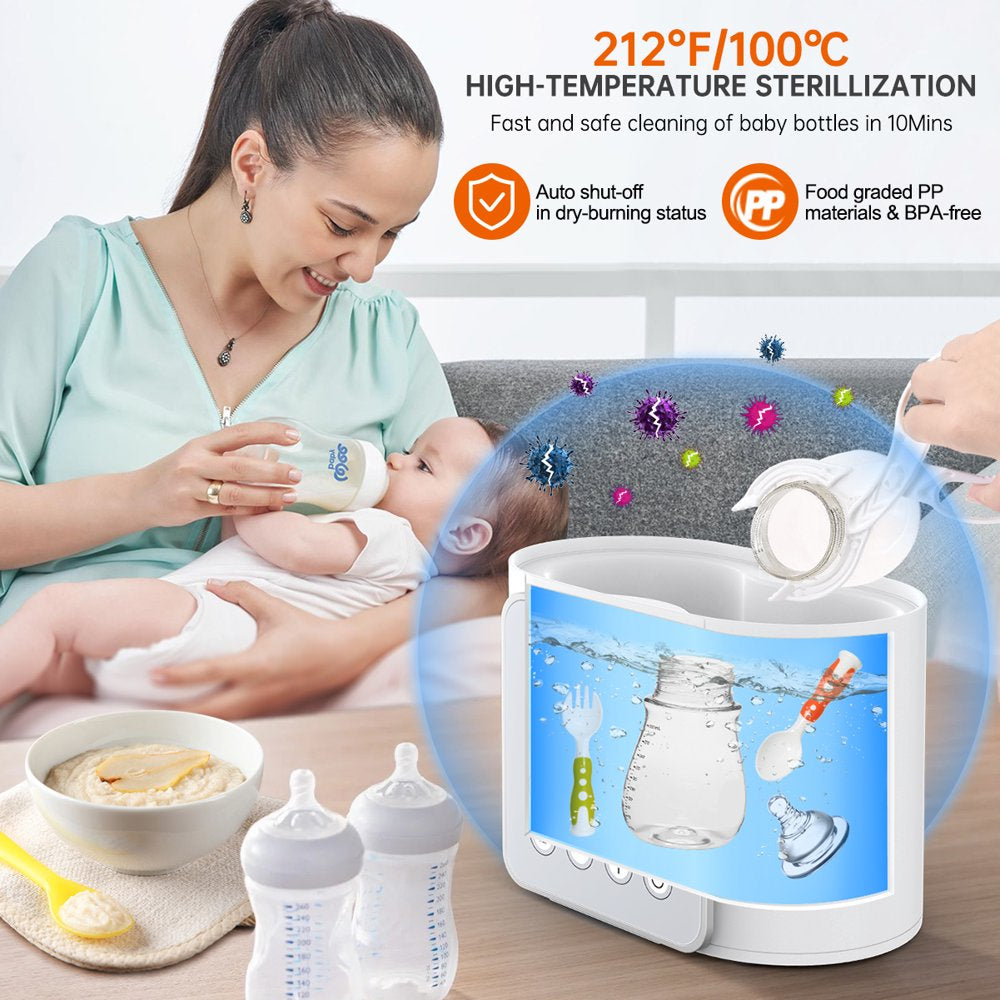 Baby Bottle Warmer, Double Bottles 9-In-1 Fast Milk Warmer with Appointment &Timer, Breastmilk Defrost & Food Heater, 24H Accurate Temperature Control for Breastmilk or Formula, Bpa-Free, LCD Display