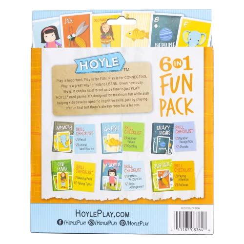 Hoyle 6 in 1 Kids Playing Cards Multi Game Pack, 6 Fun Games in 1 (Ages 3+)