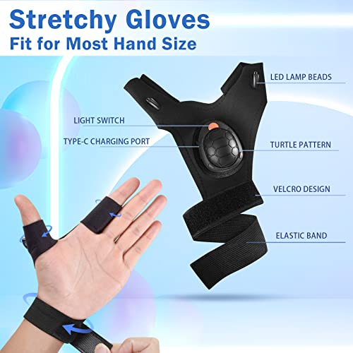 LED Flashlight Gloves with Waterproof Lights - Rechargeable Finger Light Stocking Stuffers for Men Dad Husband Cool Gadgets Tool Fishing Camping Unique Christmas Gifts for Men Who Have Everything