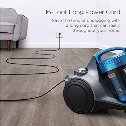 Eureka WhirlWind Bagless Canister Vacuum Cleaner, Lightweight Vac for Carpets and Hard Floors, Blue