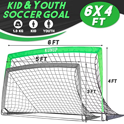 Kunup Kid Soccer Goal for Backyard 5x3FT 6x4FT 9x5FT Large Portable Soccer Net for Backyard Folding Soccer Goal Practice Net with Carrying Bag for Outdoor Indoor