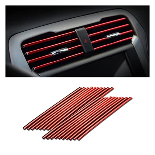 20 Pieces Car Air Conditioner Decoration Strip for Vent Outlet, Universal Waterproof Bendable Air Vent Outlet Trim Decoration, Suitable for Most Air Vent Outlet, Car Interior Accessories (Red)