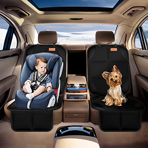 Car Seat Protector, Smart eLf 2Pack , Protect Child Seats with Thickest Padding and Non-Slip Backing Mesh Pockets for Baby and Pet