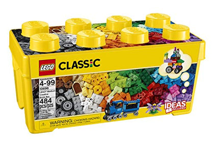 LEGO Classic Medium Creative Brick Box 10696 Building Toy Set - Featuring Storage, Includes Train, Car, and a Tiger Figure, and Playset for Kids, Boys, and Girls Ages 4-99