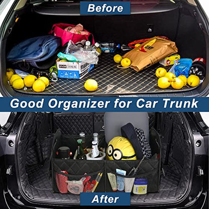 Deosk Car Trunk Organzier for suv,Car Organziers and Storage with 6 Big Pocket,Car Accessories for Women/Men 50L Waterproof Polyester Trunk Organzier for Car/SUV/Minivan/Truck(Medium, Black)