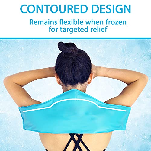 Arctic Flex Neck Ice Pack - Cold Compress Shoulder Therapy Wrap - Cool Reusable Medical Freezer Gel Pad for Swelling, Injuries, Headache, Cooler - Flexible Hot Microwaveable Heat - Men, Women (1 Pack)