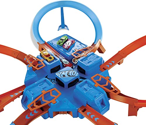 Hot Wheels Toy Car Track Set, Criss Cross Crash with 1:64 Scale Vehicle, Powered by a Motorized Booster [Amazon Exclusive]