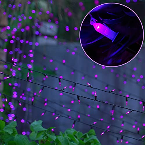 WATERGLIDE 2 Pack 50 LED Outdoor Halloween Lights, 16 FT Mini String Light with 8 Modes, Waterproof Battery Operated Tree Lights for Indoor Outdoor Patio Garden Party Wedding Decoration, Purple