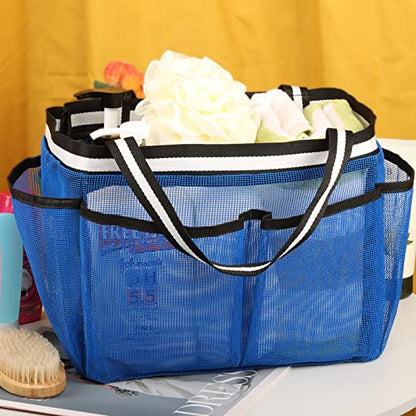 Ocim XL Mesh Shower Caddy Tote Bag - Large Portable Shower Caddy Basket for Dorm College Gym Camping Bathroom - Blue