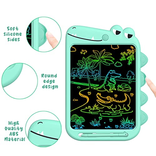LCD Writing Drawing Tablet for Kids - 10 Inch Colorful Doodle Board Educational Learning Erasable Reusable Pad with Magnetic Pen Toddler Toy Gift for 3 4 5 6 7 8 9 Years Old Boy Girl (Crocodile)