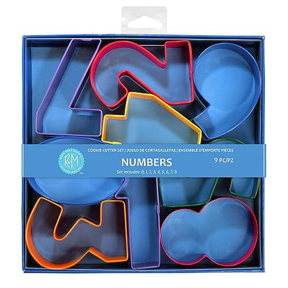 R&M International Numbers 3" Cookie Cutters, Assorted Colors, 9-Piece Set