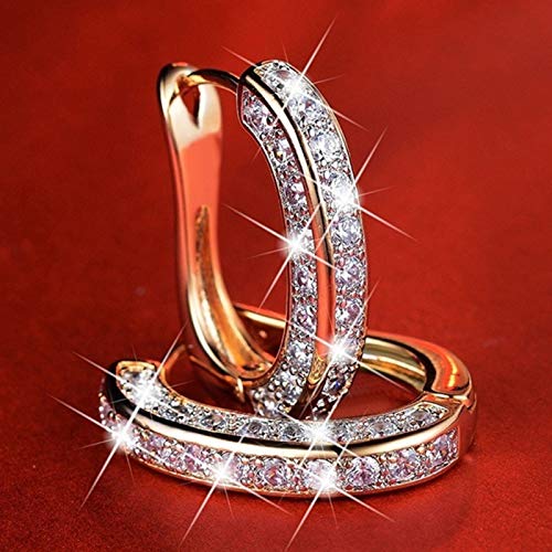Creative Earring for Women Rhinestone Decoration Ear Stud Rings Hoop Earrings Women Girl Charming Jewelry Gift (Silver)