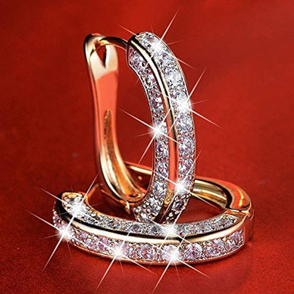 Creative Earring for Women Rhinestone Decoration Ear Stud Rings Hoop Earrings Women Girl Charming Jewelry Gift (Silver)