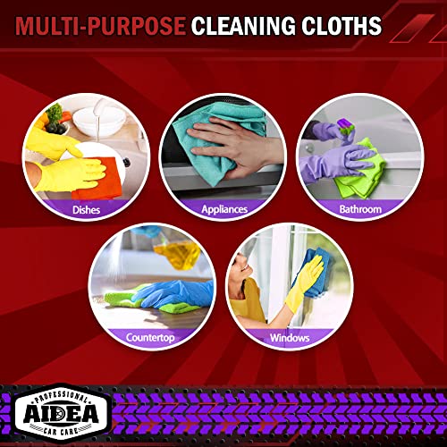 AIDEA Microfiber Cleaning Cloths-50 Pack, Premium All-Purpose Car Cloth, Lint Free, Scratch-Free, Absorbent Cleaning Towel for Cars, SUVs, House, Kitchen, Window, Gifts(12in.x12in.)