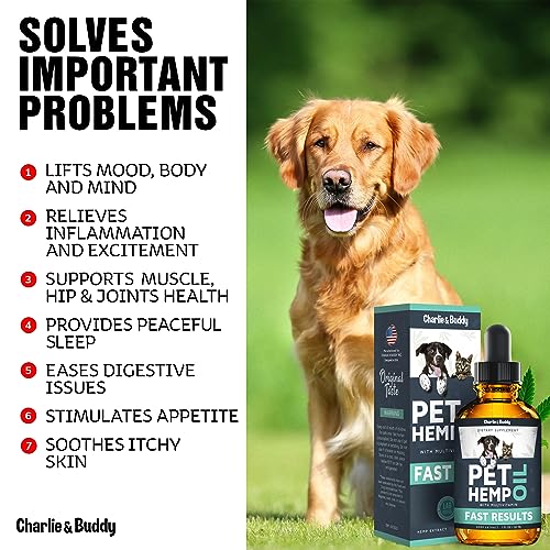 Charlie & Buddy Hеmp Оil Dogs Cats - Helps Pets with Аnxiеty, Pаin, Strеss, Slееp, Аrthritis, Sеizures Rеlief - Нiр Jоint Hеalth - Cаlming Trеats