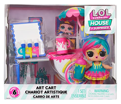 L.O.L. Surprise! OMG House of Surprises Art Cart Playset with Splatters Collectible Doll and 8 Surprises, Dollhouse Accessories, Holiday Toy, Great Gift for Kids Ages 4 5 6+ Years Old & Collectors