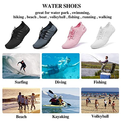 Racqua Pool Shoes Quick Dry Barefoot Water Aqua Sport Beach Swim Surf Diving for Men Women Black 10 Women/9 Men