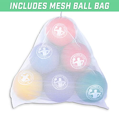 GoSports 7 Inch Inflatable No Sting Dodgeball 6 Pack Includes Ball Pump & Mesh Bag