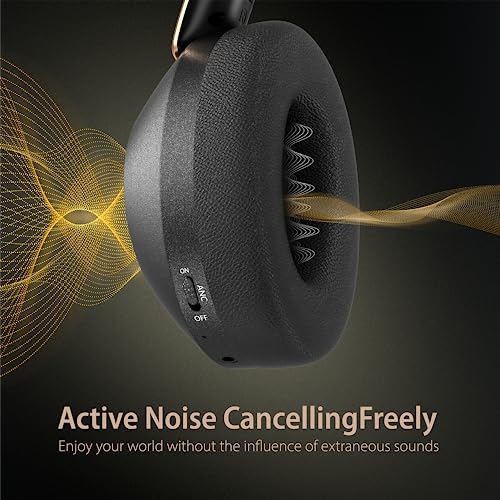 EAORUL Active Noise Cancelling Headphones, 100H Playtime Headphones Wireless Bluetooth, Bluetooth Headphones with Microphone, Over- Ear Wireless Headphones with Deep Bass for Travel (Black)