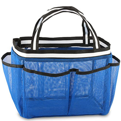 Ocim XL Mesh Shower Caddy Tote Bag - Large Portable Shower Caddy Basket for Dorm College Gym Camping Bathroom - Blue