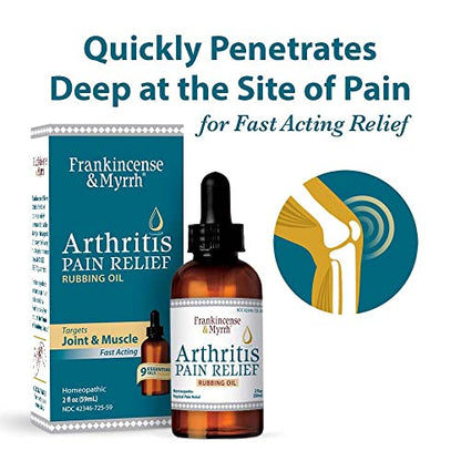 FRANKINCENSE & MYRRH Arthritis Pain Relief Rubbing Oil – Pain Relief with Essential Oils, 2 Fluid Ounces - 1 Pack