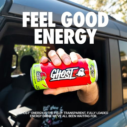 GHOST ENERGY Sugar-Free Energy Drink - 12-Pack, Cherry Limeade, 16oz - Energy & Focus & No Artificial Colors - 200mg of Natural Caffeine, L-Carnitine & Taurine - Gluten-Free & Vegan