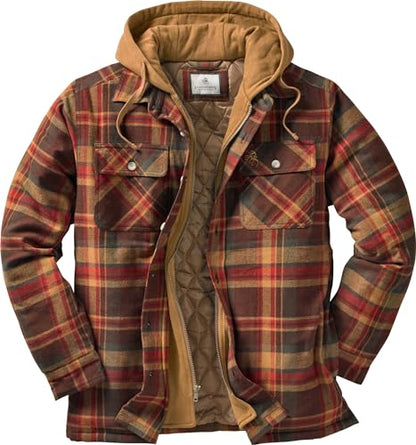 Legendary Whitetails Men's Size Hooded Shirt Jacket, Maplewood Plaid, X-Large Tall