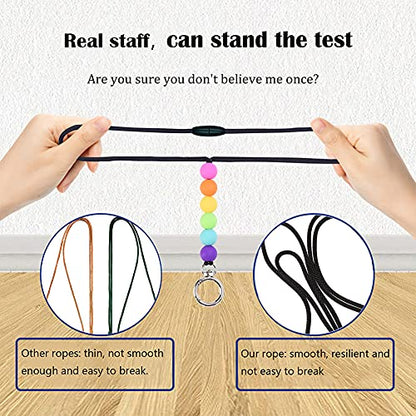 POPLOPP 2PCS Teacher Lanyards for ID Badges and Keys, Cute Silicone Beaded Lanyard for Women Nurse Employees Students