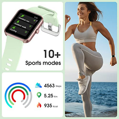 Pautios Smart Watch, Fitness Tracker with Blood Oxygen and Heart Rate Monitor, Step Counter, IP68 Waterproof Pedometer Watch, 42mm Fitness Watch for Women Men, Smartwatch Compatible with Android iOS