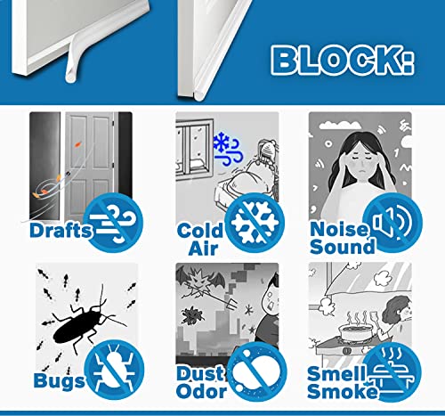 MAXTID Under Door Draft Stoppers 36 Inch White Door Draft Blocker Sound Proof Draft Guard for Bottom of Doors Seal Gap Reduce Noise, Cold Air, Dust, Smoke, Wind/Breeze Underdoorseal Door Sweep